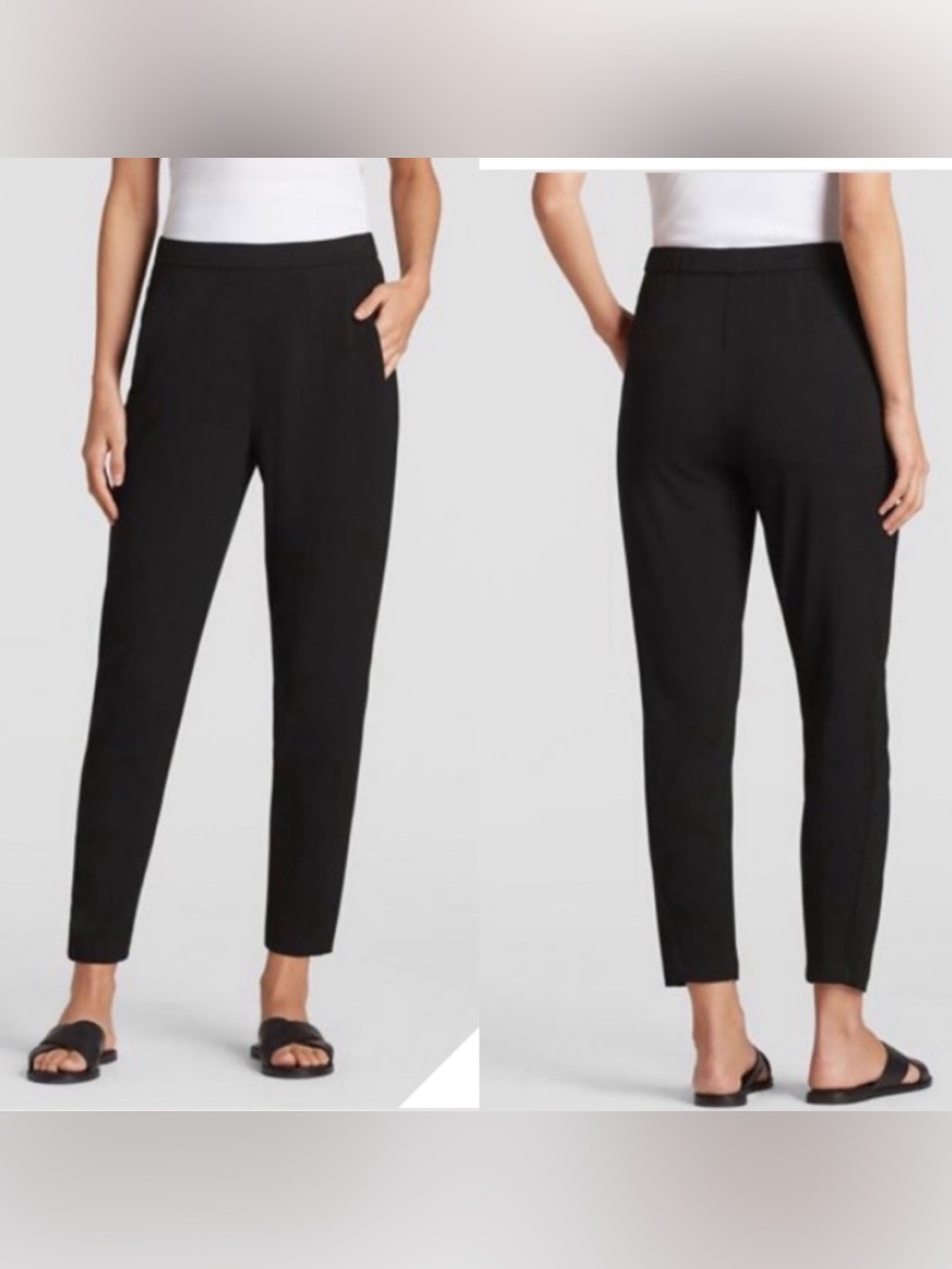 Eileen Fisher Black 2 Pocket Jersey Easy Slip On Pants Size Lg